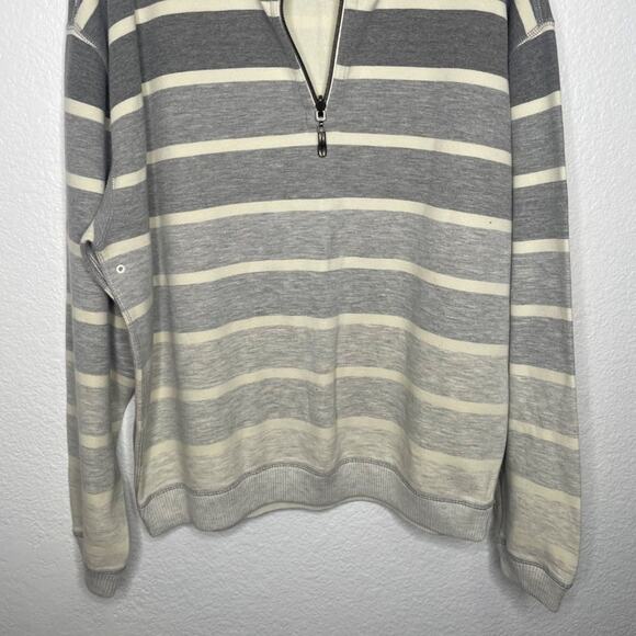 Tommy Bahama Mens Sweatshirt Size L Reversible Half Zip Pullover Striped - Picture 6 of 14